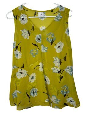 Cabi Simone Dazzle 3782 Cami Lined Floral Print Peplum Tank Top Size Small